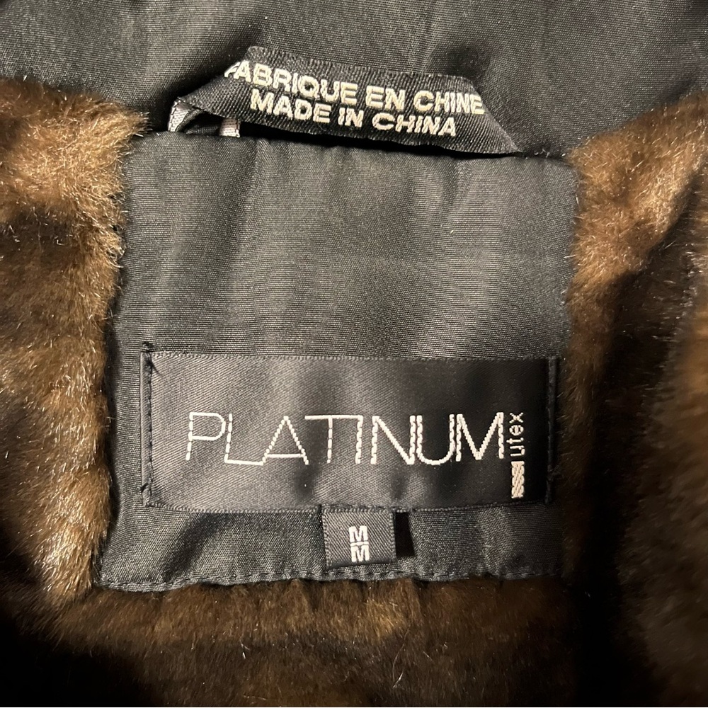 Long black platinum brand fur lined winter coat - Picture 3 of 6